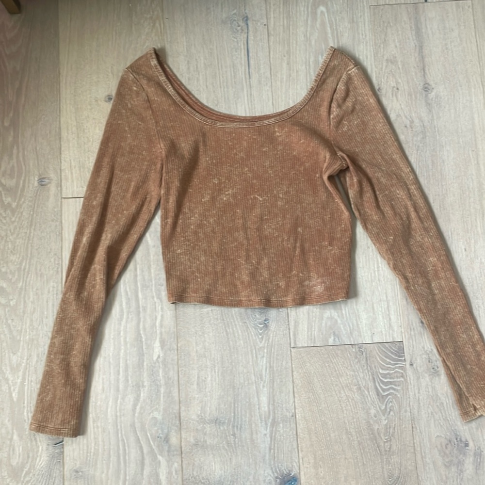 Wild Fable Women's Off The Shoulder Crop Ribbed Long Sleeve Top